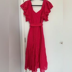 Zara pink embroidered midi/maxi dress